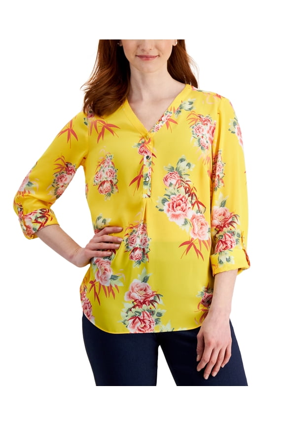 Womens Floral Utility Top Primrose Yellow S