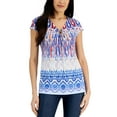 thumbnail image 1 of JM Collection Womens Ikat Print Ring Top Deep Cobalt Combo M, 1 of 1