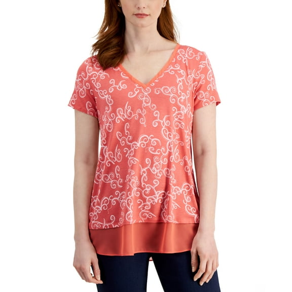 JM Collection Womens Layered Look Top Starfish Combo L