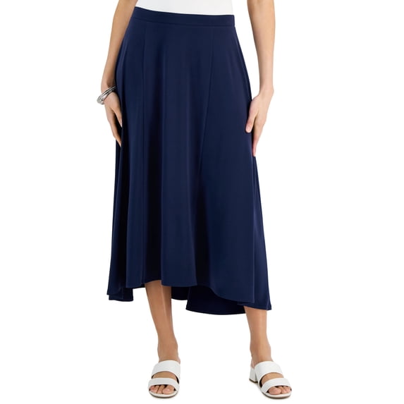 JM Collection Womens Midi Skirt Intrepid Blue L
