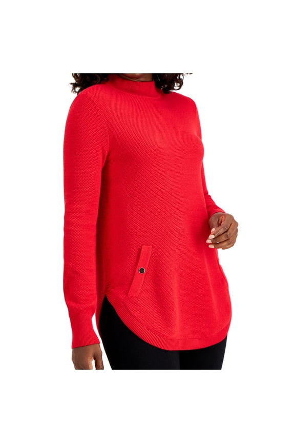 Womens Mock Neck Round Hem Sweater
