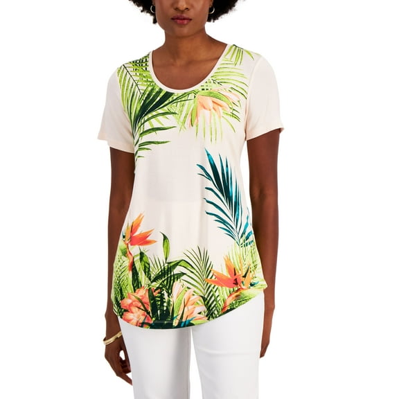 JM Collection Womens Oasis View Top Bright Tangelo Combo XL