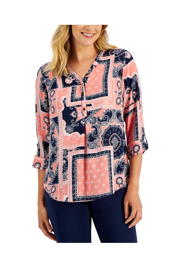 Womens Paisley Patch Top Icy Berry Combo XL