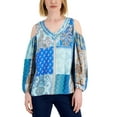 thumbnail image 1 of JM Collection Womens Paisley-Print Cold-Shoulder Top Deep Cobalt Combo 2XL, 1 of 1