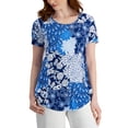 thumbnail image 1 of JM Collection Womens Patchwork-Print Top Navy Peony Combo XL, 1 of 1