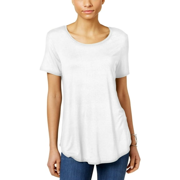 JM Collection Womens Petites Knit Scoop Neck T-Shirt
