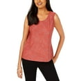 thumbnail image 1 of JM Collection Womens Petites Metallic Scoop Neck Shell, 1 of 2