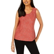 JM Collection Womens Petites Metallic Scoop Neck Shell