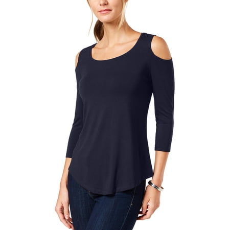 JM Collection Womens Plus Cold Shoulder 3/4 Sleeve Pullover Top