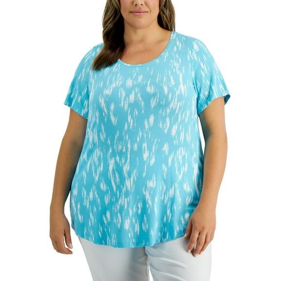 JM Collection Womens Plus Printed A T-Shirt
