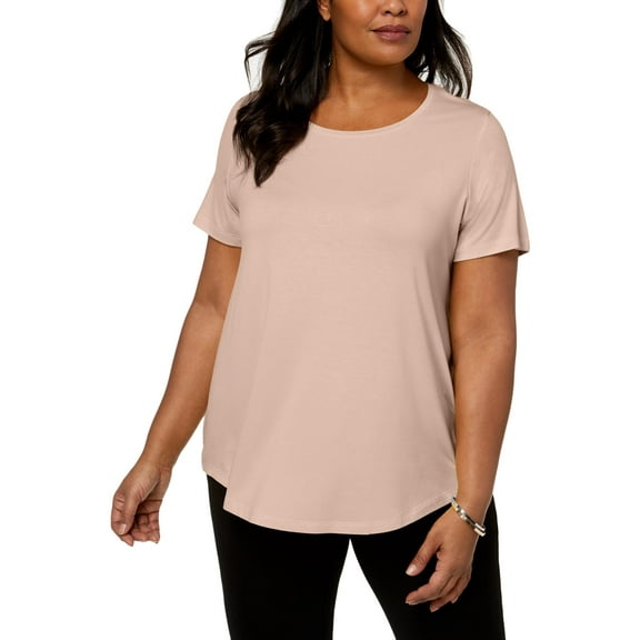 JM Collection Plus Size Short Sleeve Top Pink 3X