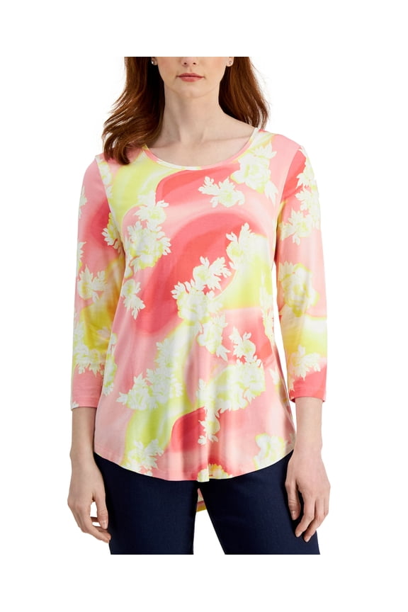 Womens Printed 3/4-Sleeve Top Starfish Combo S