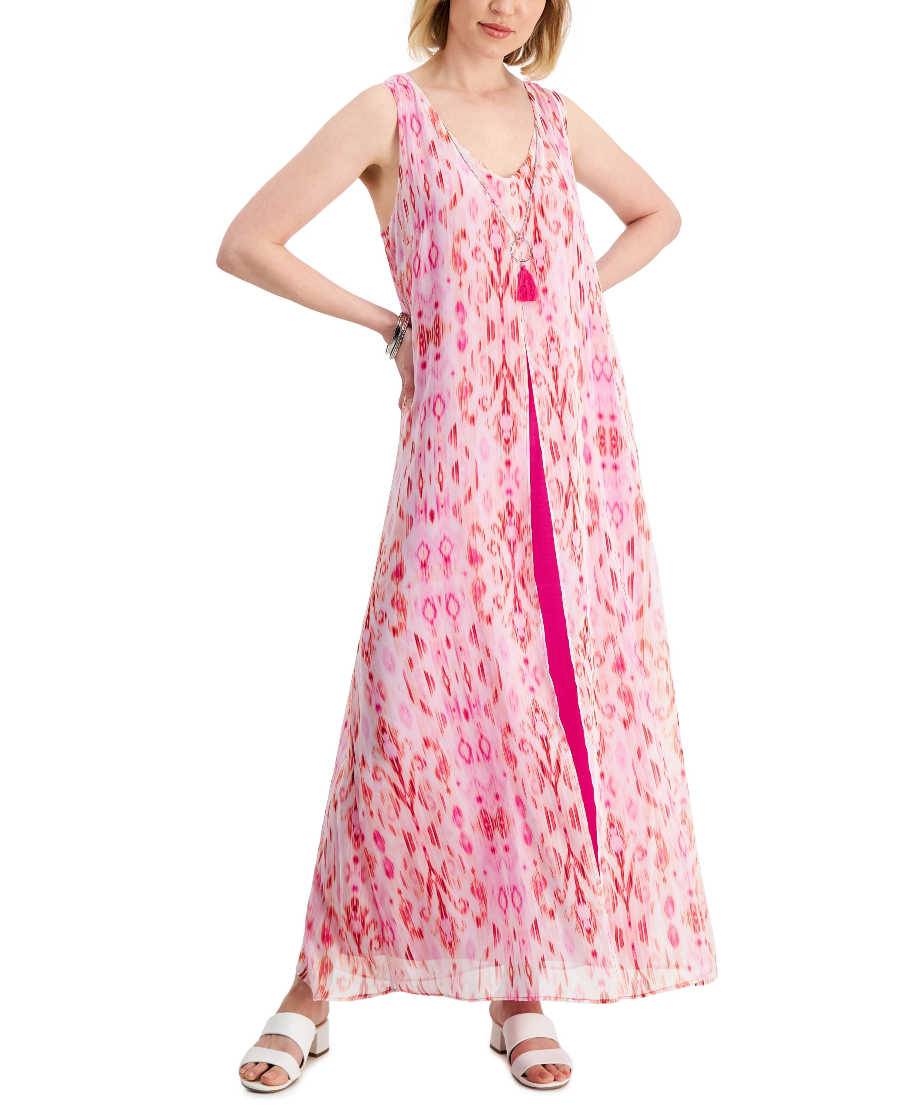 RTM Julie Stretch Dress with Chiffon Overlay in Purple main image 0