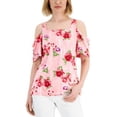 thumbnail image 1 of JM Collection Womens Printed Cold-Shoulder Top Cherry Flame Combo XS, 1 of 1