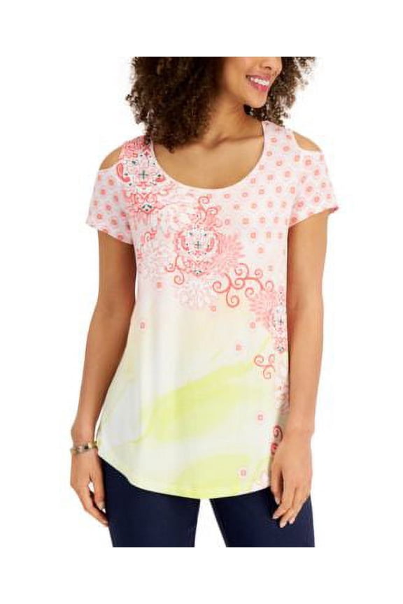 Womens Printed Cold-Shoulder Top Starfish Combo XL