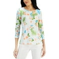 thumbnail image 1 of JM Collection Womens Printed Jacquard Top Clementine Orange Combo M, 1 of 1