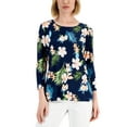 thumbnail image 1 of JM Collection Womens Printed Jacquard Top Intrepid Blue Combo XL, 1 of 1
