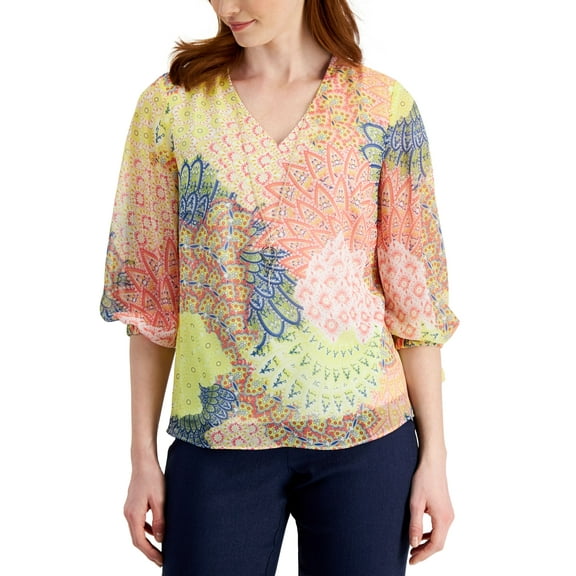 JM Collection Womens Printed Necklace Top Starfish Combo S