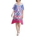 thumbnail image 1 of JM Collection Womens Printed Swing Dress Fuchsia Tulip Combo XL, 1 of 3
