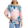 thumbnail image 1 of JM Collection Womens Printed Top Pink Gemstone Combo M, 1 of 1