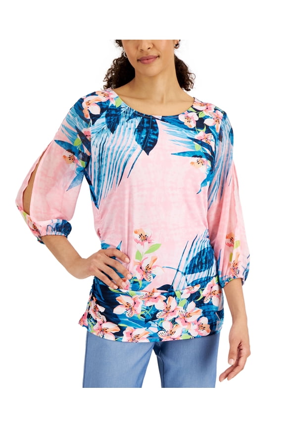 Womens Printed Top Pink Gemstone Combo XL