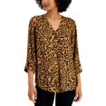 thumbnail image 1 of JM Collection Womens Printed V Neck Top Taupe Flash Combo M, 1 of 1