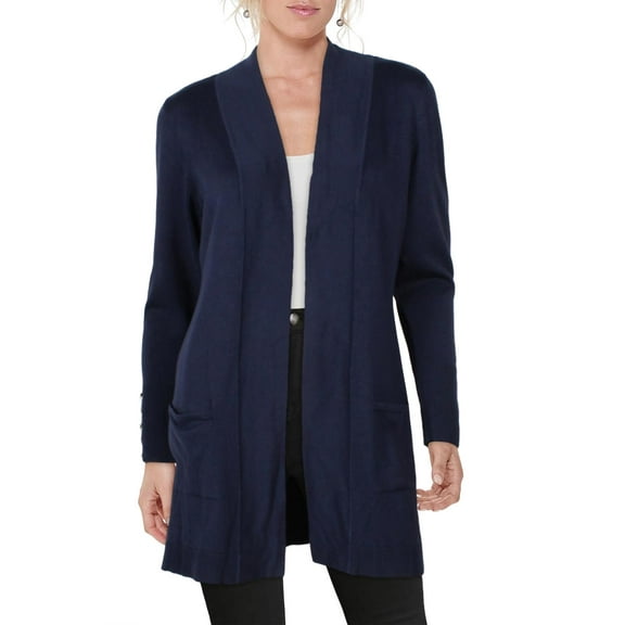 JM Collection Womens Ribbed Trim Open Front Cardigan Sweater