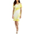 thumbnail image 1 of JM Collection Womens Ruffled Cold-Shoulder Dress Primrose Yellow Combo 2XL, 1 of 1