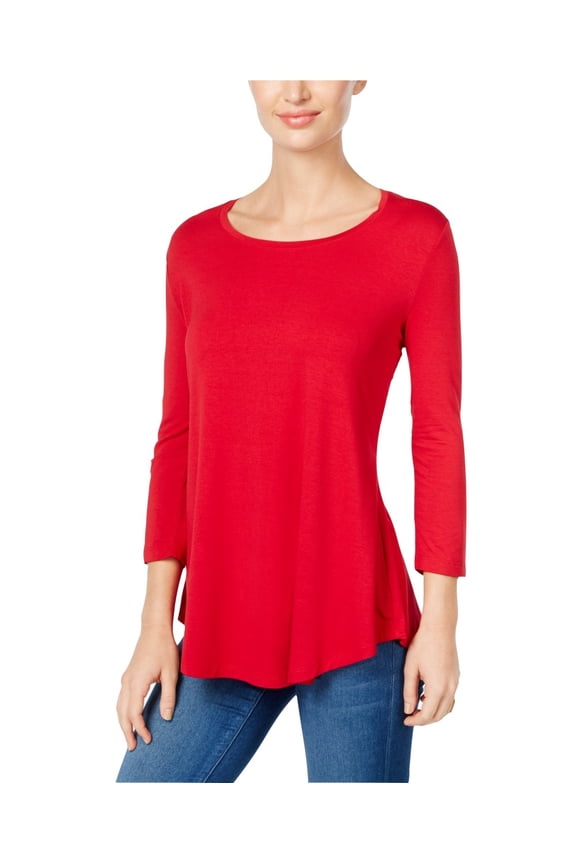 Womens Scoop-Neck Top, Red, Petite/X-Large