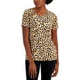 thumbnail image 1 of JM Collection Womens Spotted Surface Jacquard Short Sleeve Top Taupe Flash Combo S, 1 of 1
