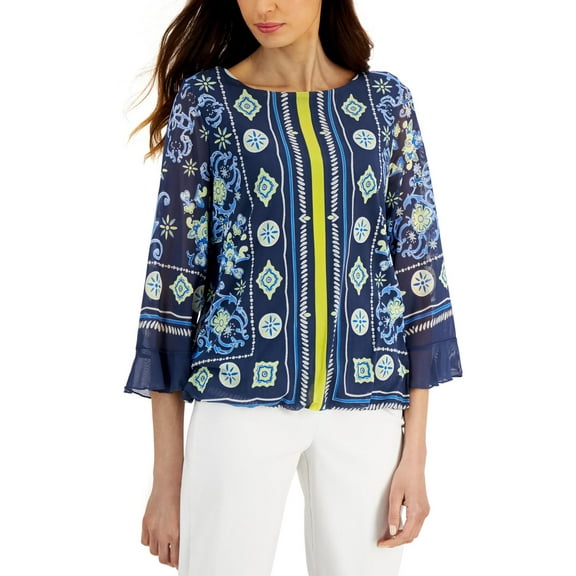 JM Collection Womens Stretch Sheer Blouse