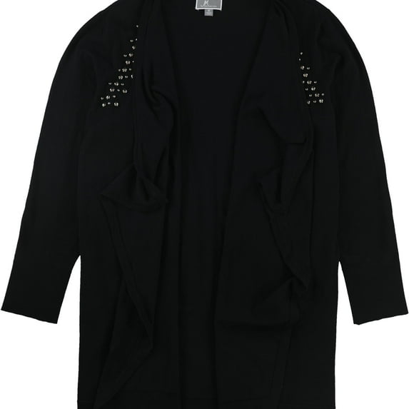 JM Collection Womens Studded Cardigan Sweater, Black, 1X