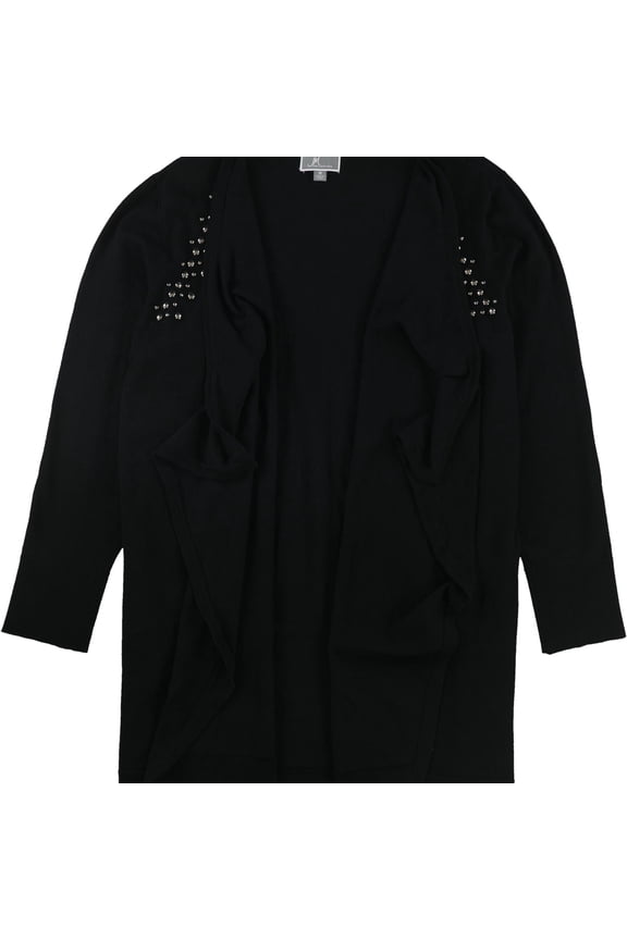 Womens Studded Cardigan Sweater, Black, Plus Size, 1X