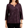 thumbnail image 1 of JM Collection Womens Textured Pullover Blouse, Purple, Small, 1 of 1