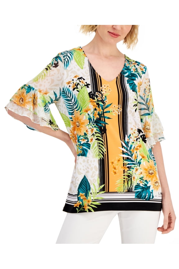 Womens Tropical Light Top Bright Tangelo Combo XL