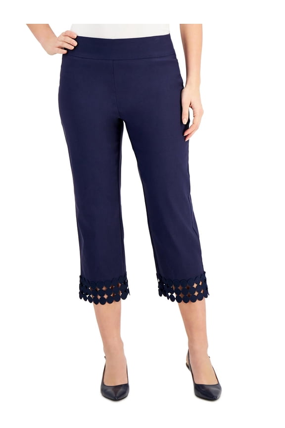 Womens Tummy Control Lace-Trim Capri Pants