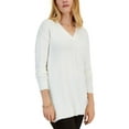 thumbnail image 1 of JM Collection Womens V Neck Side Snap Tunic Sweater Neo Natural M, 1 of 1