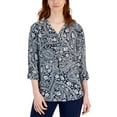 thumbnail image 1 of JM Collection Womens Vacation Top Intrepid Blue Combo L, 1 of 1