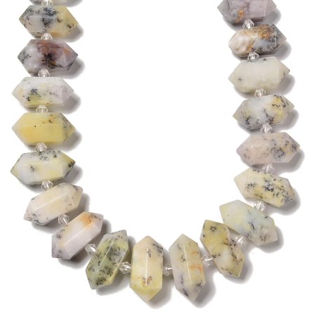 JM Design Dendritic White Opal Center Drill Faceted Points Beads Approx 13-25mm 15.5" Str for Jewelry Making