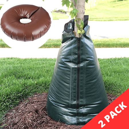 JM Gardens 2 Pack Tree Watering Bags Slow Release Drip Irrigation Green PVC