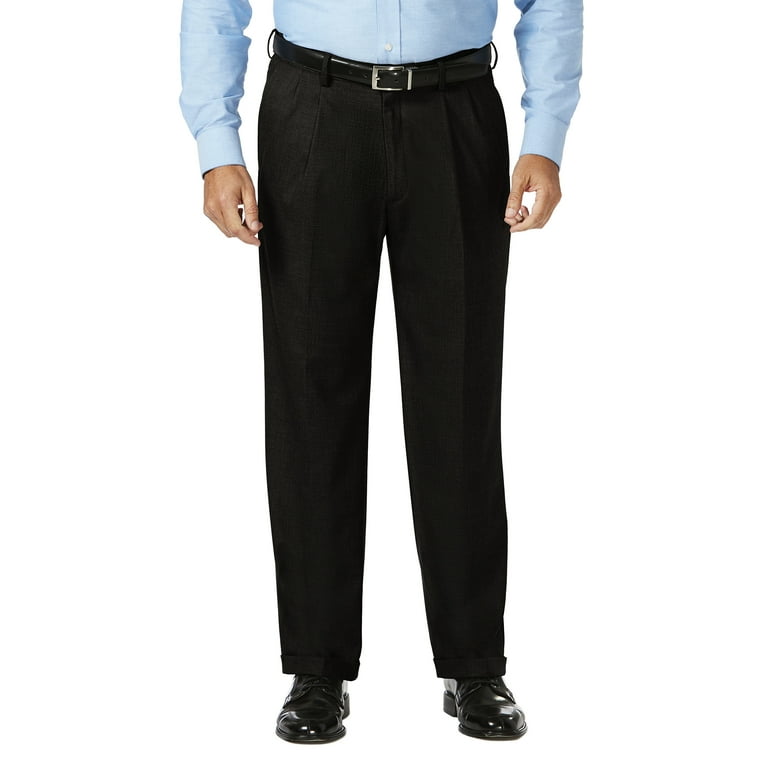JM Haggar Men's Big & Tall Sharkskin Pleat Front Dress Pant