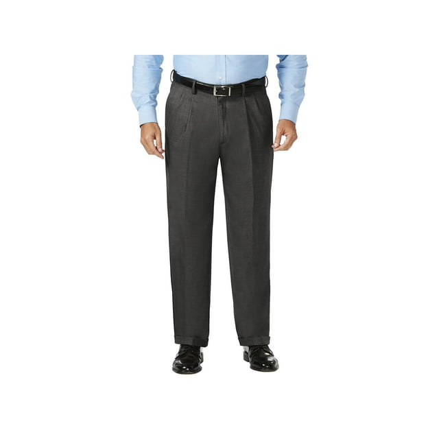 JM Haggar Men's Big & Tall Sharkskin Pleat Front Dress Pant  Classic Fit HD90654
