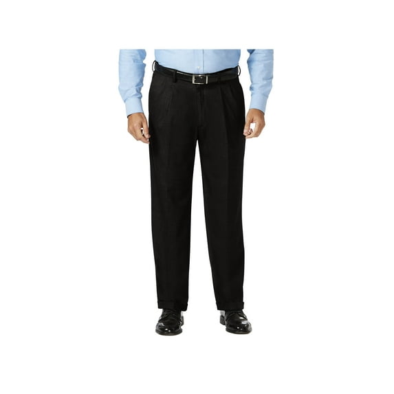 JM Haggar Men's Big & Tall Sharkskin Pleat Front Dress Pant Classic Fit HD90654