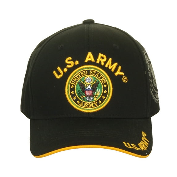 JM Warriors Men's U.S Army Official Licensed Retired Cap Hat U.S Army Black Gold