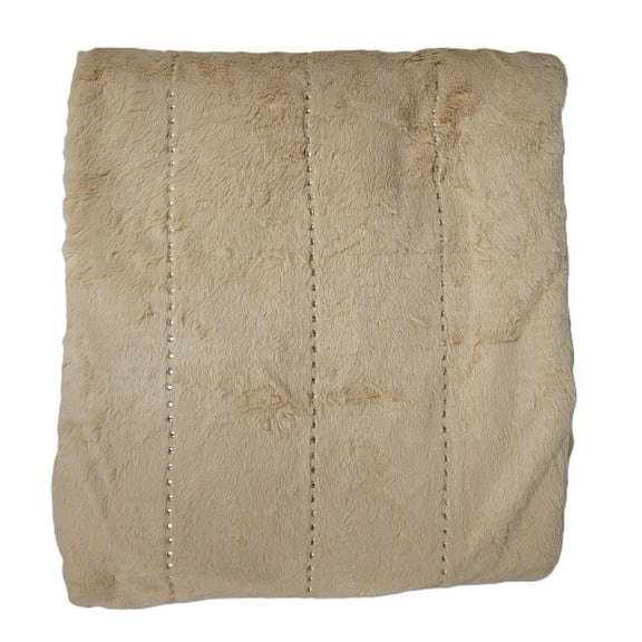 JM by Julien MacDonald Faux Fur Brown Throw with Rhinestone Channeled 60in X 80in