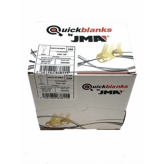 JMA KWI-1.KENP-250 Key Blanks for Kwikset KW1, 250pk Nickel Plated