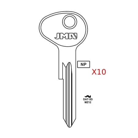 JMA Uncut Key Blank Fits for Nissan - MZ12 - DAT-5D (10 Pack)