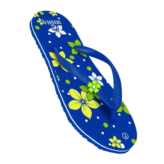 JMAT-Misha Women's Flip Flop House Slippers, Flat Heel, Platform, Open Toe, ML128 Blue 5