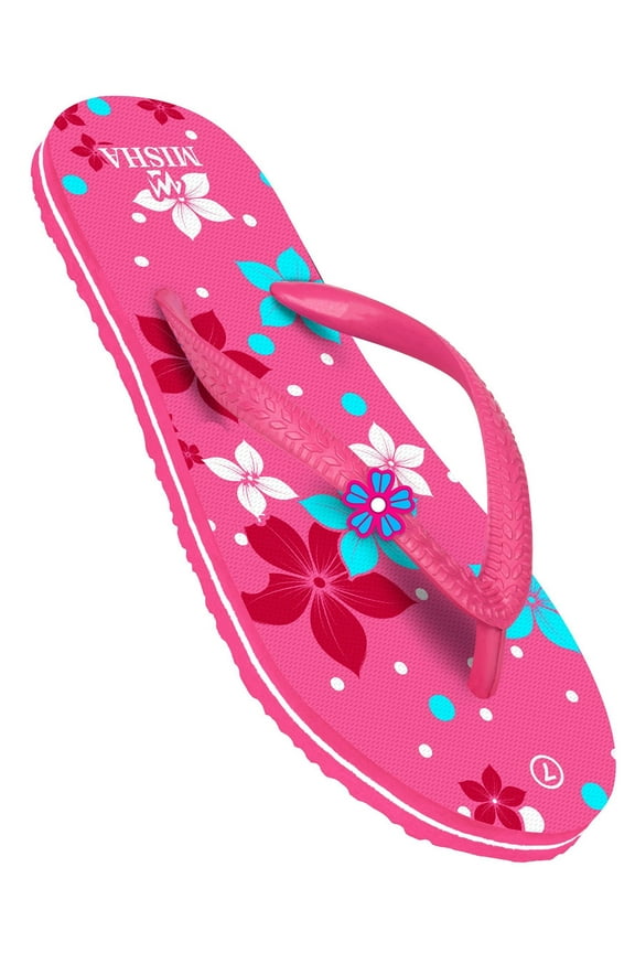 JMAT-Misha Women's Rubber + EVA House Slippers, Flat Heel, Platform, Open Toe ML128, Pink  5