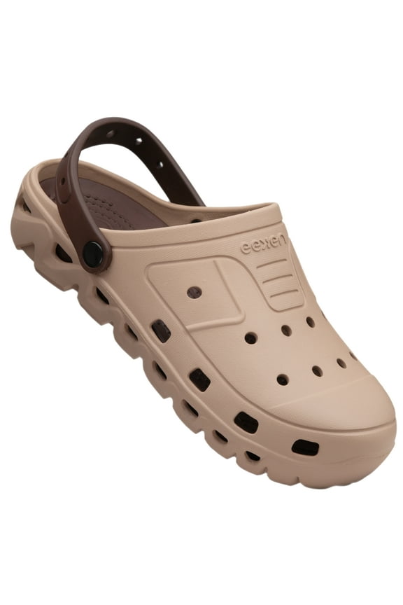 Men's Waterproof Casual Clogs, Low Heel Platform Closed Toe, Beige, Size 10
